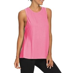 Bestisn Workout Tops Open Back Gym Workout Tie Back Musle Tank Pink